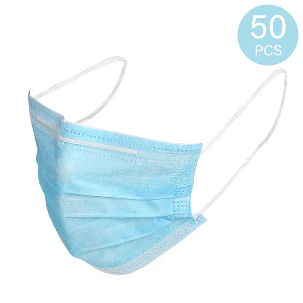 

50pcs Face Mask Disposable Civilian Mask Breathable Dustproof 3-layer Earloop Respirator Mascarillas not ffp3 N95 KN95 KN94