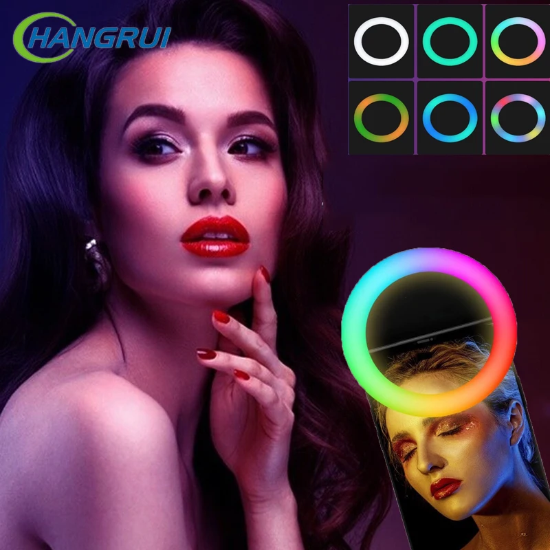 LED Selfie Ring Light For Mobile Phone Portable RGB Colorful Flash Lamp Lights YouTube Vlog Cellphone Live Fill Lighting | Электроника