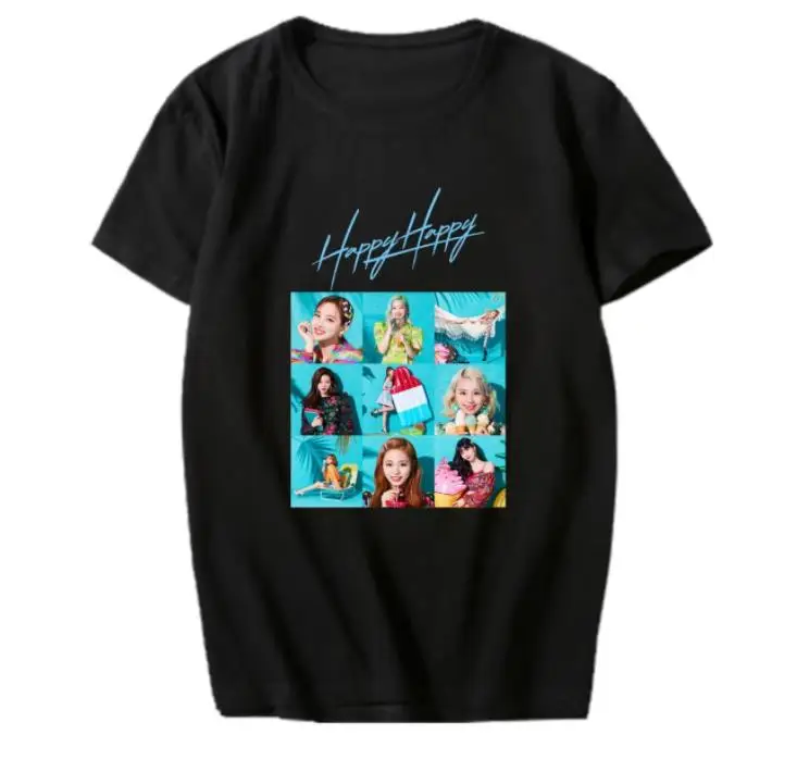 

Summer new arrival twice happy all member photos printing t shirt unisex o neck short sleeve k-pop t-shirt 5 colors