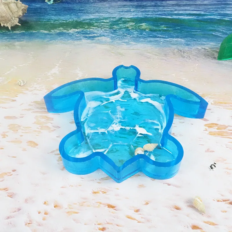 

Crystal Mirror Three-dimensional Tortoise Animals Ashtray Mold Handmade Collection Storage Box UV Epoxy Resin Mold DIY Casting