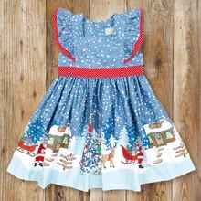 Эксклюзивное детское платье для маленьких девочек; популярная тканая Одежда для девочек с рождественским узором; праздничное платье в горошек с поясом; одежда