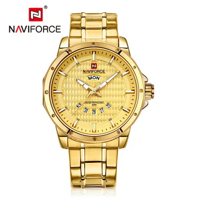 Naviforce Xiang 9115 стальные часы Дата Неделя мужские часы водонепроницаемые кварцевые часы