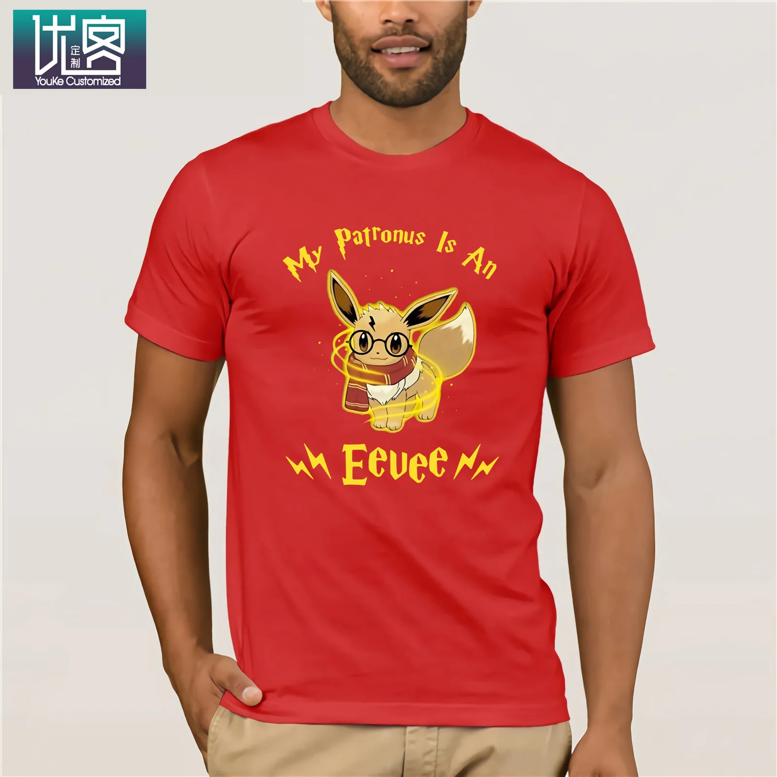 My Patronus Is An Eevee футболка Летняя мужская футболка с коротким рукавом винтажные повседневные футболки с вырезом лодочкой одежда из хлопка футболка - Цвет: red