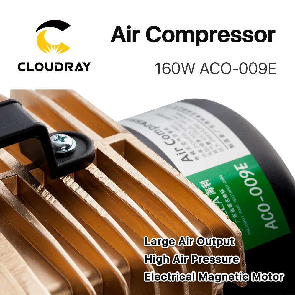 Cloudray 160 Вт Воздушный Компрессор Электрический магнитный воздушный насос для CO2 лазерной гравировки и резки ACO-009E