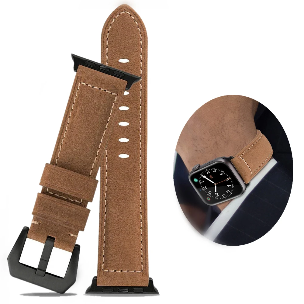 Ремешок для apple watch series 5 40 мм 44 сменный Браслет из натуральной кожи iwatch 4 3 2 1 38 42