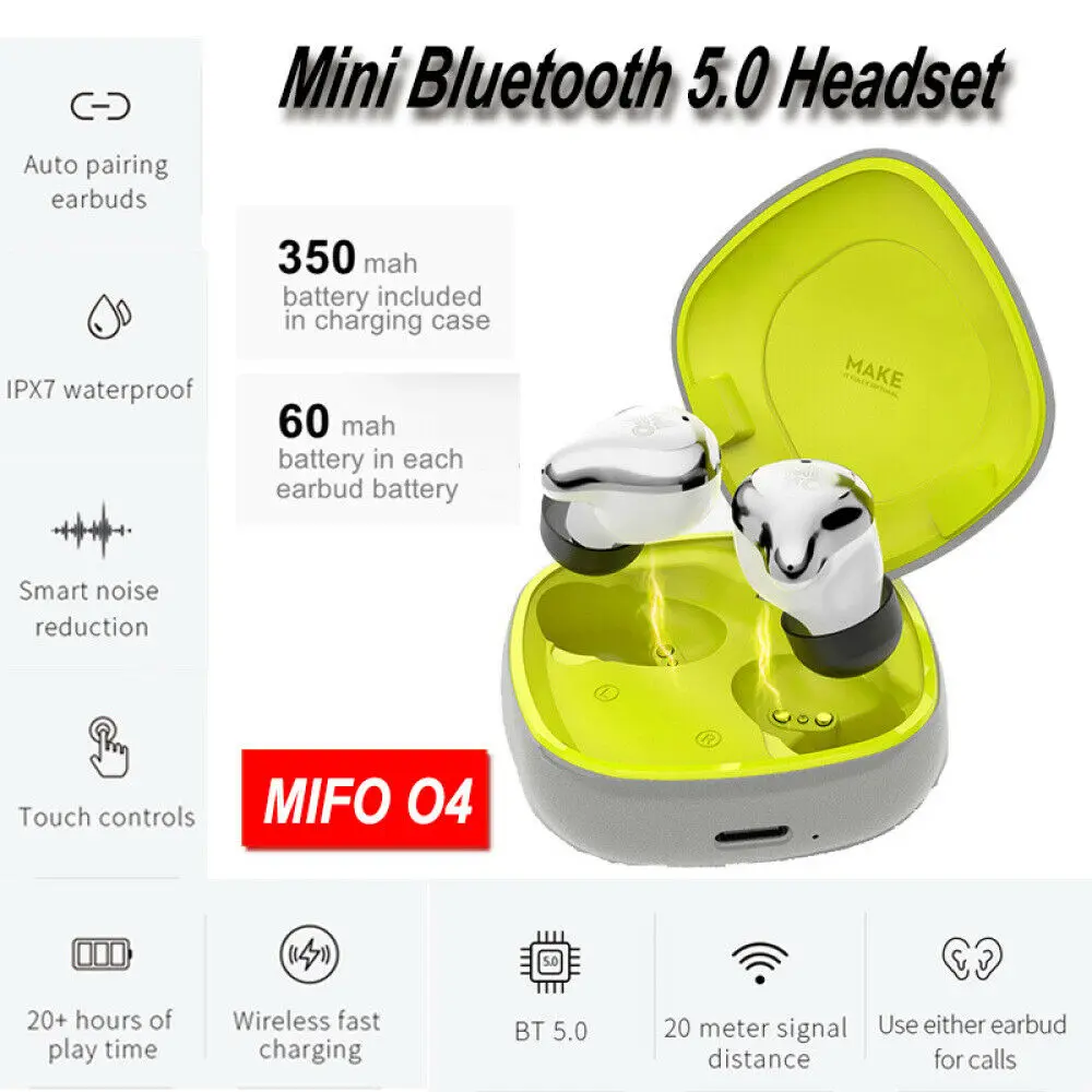 

Mifo O4 TWS True Wireless Earphones With Bluetooth 5.0 Sports Sweatproof Mini Bluetooth Earbuds and Noise Isolation Tap Control