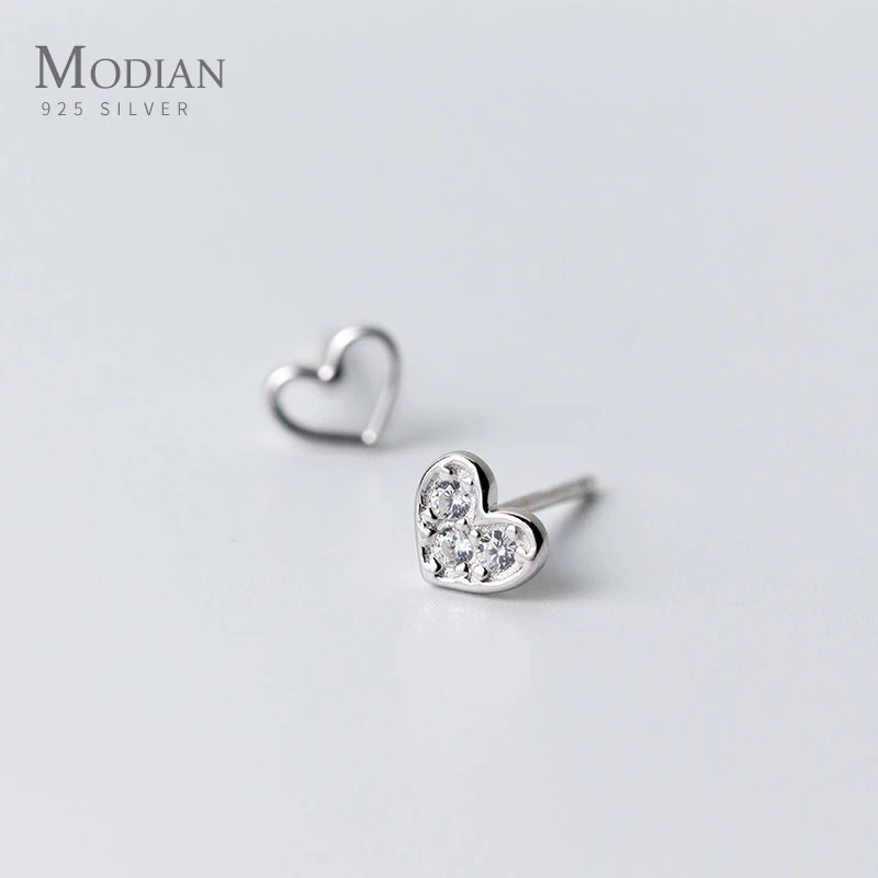 

Modian 2019 New Sale Real 925 Sterling Silver Charm Hollow Clear CZ Hearts Stud Earrings For Women Fashion Wedding Jewelry Gift