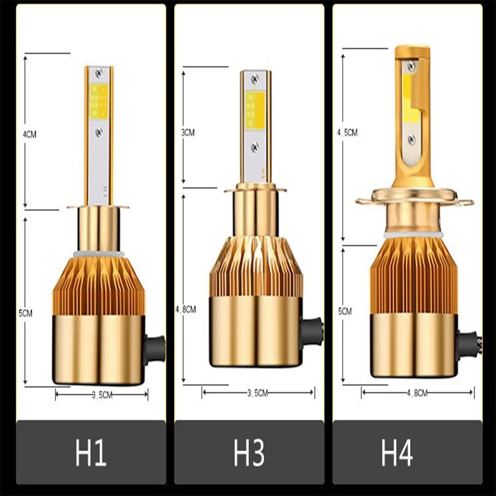 ECAHAYAKU 2 предмета H4 светодиодный 72W фары для автомобиля, светодиодный головной светильник H7 H11 H1 H3 H27 881 HB3/9005 HB4/9006 9012 двойной Цвет Светодиодный Светильник 3000K 6000K