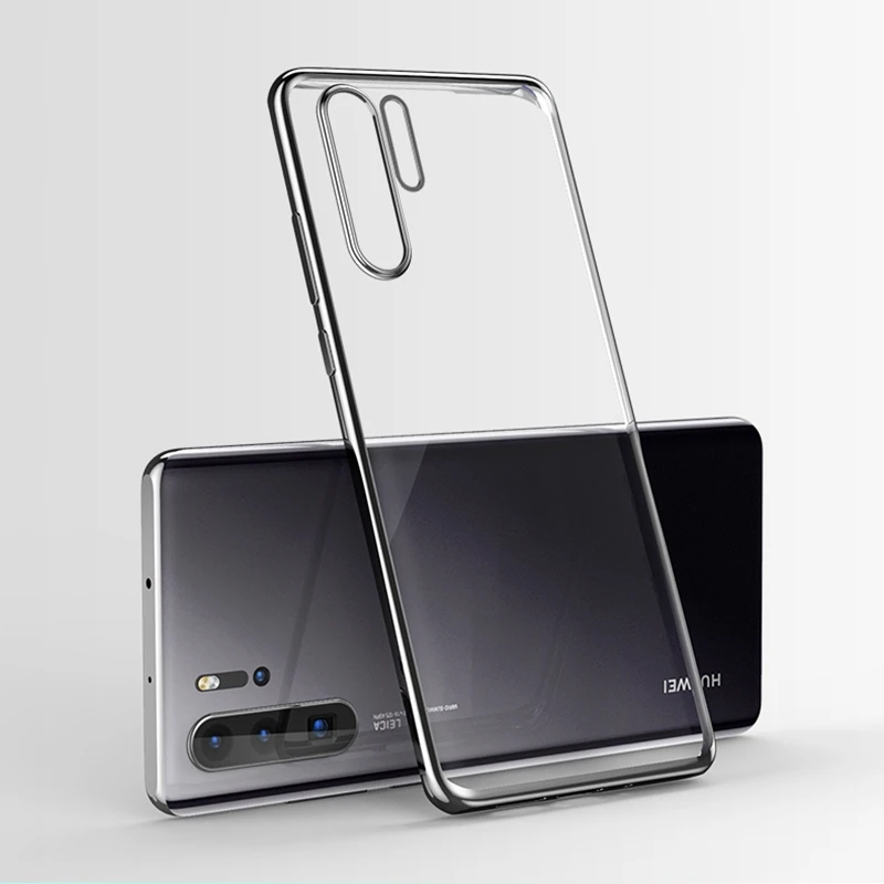 P Smart Z Plus Мягкий силиконовый прозрачный 3D лазерный чехол с покрытием для huawei P30 Pro P20 mate 20 lite Ультратонкий чехол для телефона - Цвет: Черный