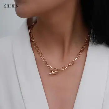 

SHIXIN Punk Thick Link Chain Necklace Short Choker Colar Necklace for Women Hip Hop Chains on the Neck Necklaces Jewelry Fashion