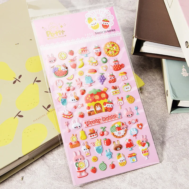 Cartoon Stickers Decorative Stickers Anime Stickers Kawaii Stickers Cartoon Animal Stickers SST1 Cute Cartoon Zoo Stereo Bubble Sticker Children's Toy 3D DIY Diary Decoration Mobile Sticker