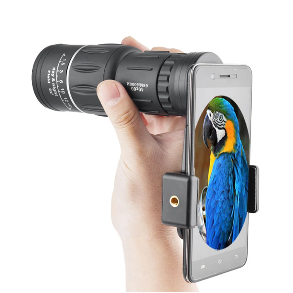 Hot Sale 40x60 Zoom Optical HD Lens Monocular Telescope+ Phone Holder Clip for iPhone X XS Samsung Xiaomi Huawei Zoom Lens