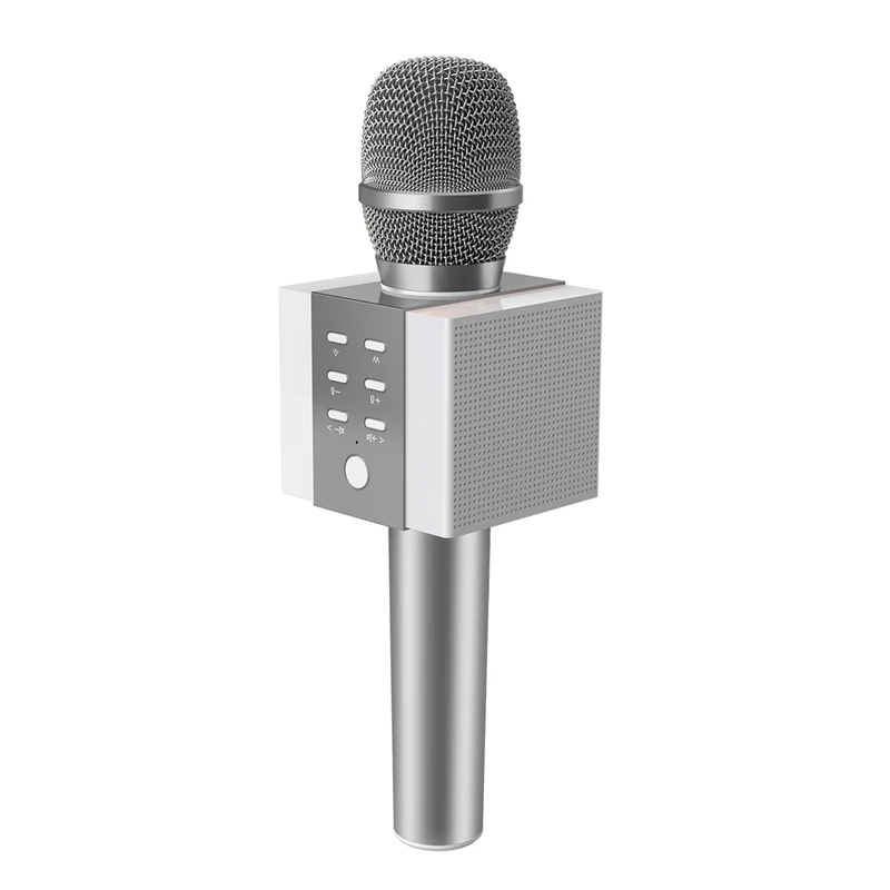 Silver Беспроводной Bluetooth микрофон для караоке портативный динамик Совместимый телефон, ПК, планшетный компьютер для вечерние/церковные/St - Цвет: Silver