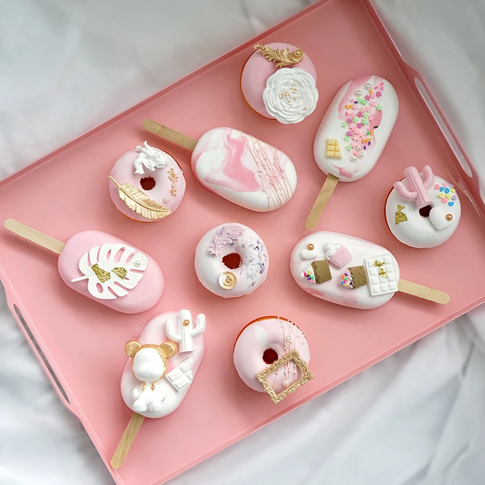 Fake cake simulation donut window decoration fake snack ice cream donut food photographi prop Artificial ice cream food model food photography props kitchen food toys donut photography props