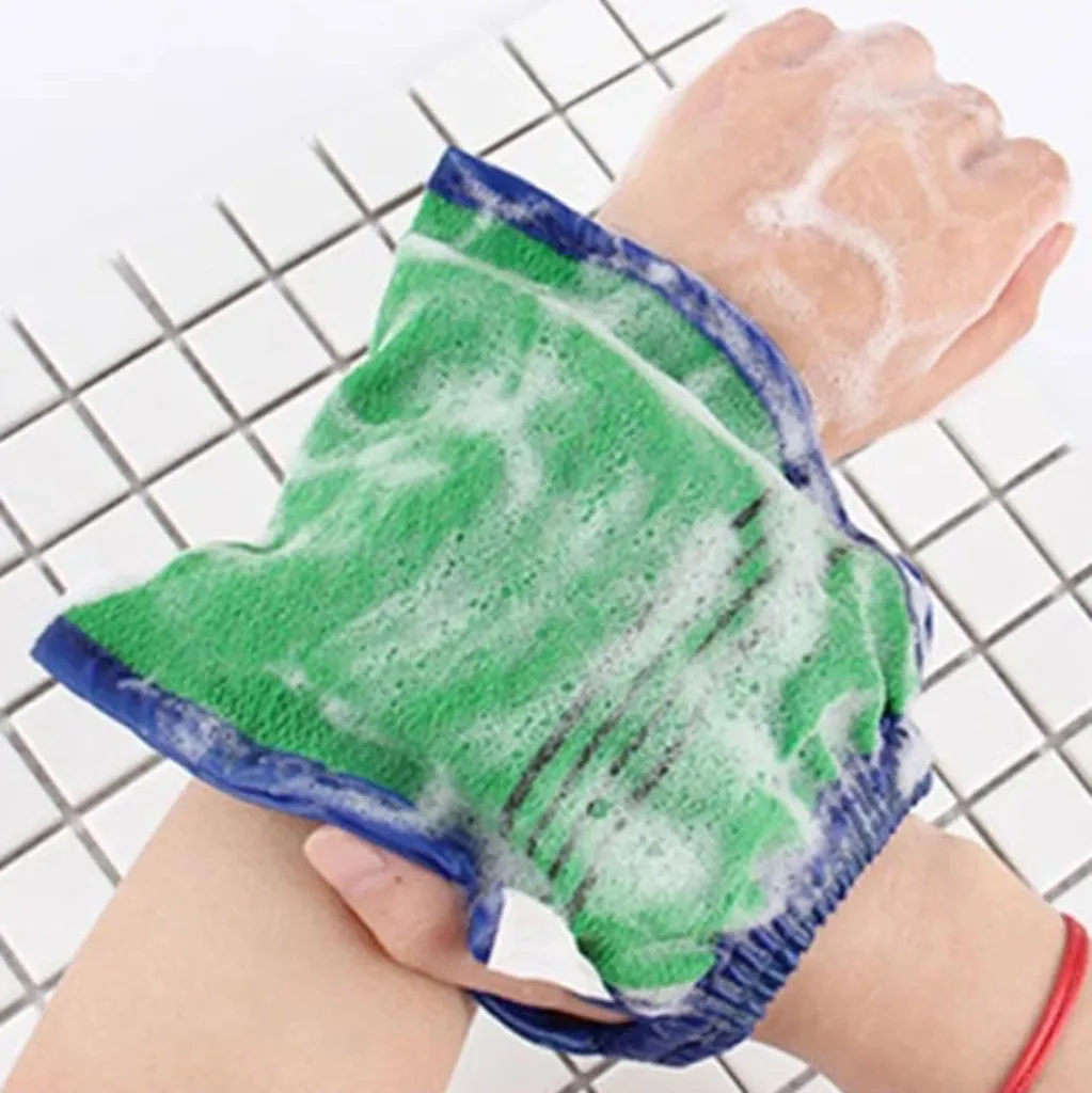 1 pcs Shower Spa Exfoliator Two-sided Bath Glove Body Scrub Gloves Shower Bath Mitt Loofah Skin Massage Sponge Spa Rub#15