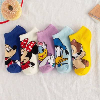 2021 Disney Mickey calcetines del ratón calcetines animación Mickey Minnie de algodón de verano de las niñas-Calcetines tobillo de corte bajo las mujeres Calcetines