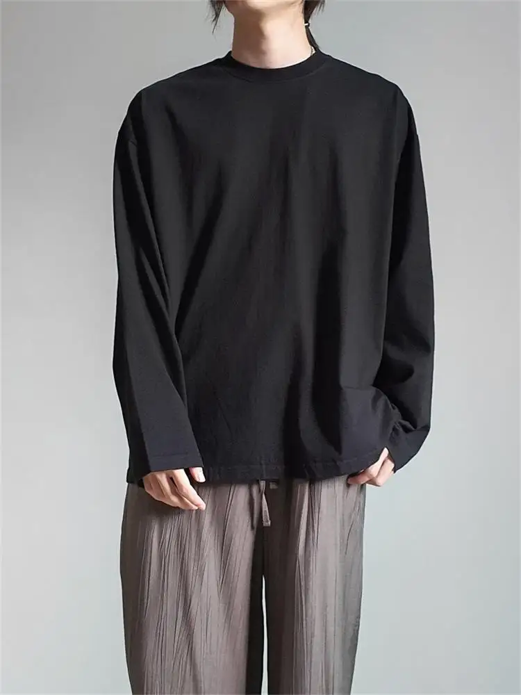 

Men'S Long SleeveT-Shirt Spring And Autumn New Simple Pure Color Harajuku Fashion Versatile Daily Leisure Large Size t-Shirt