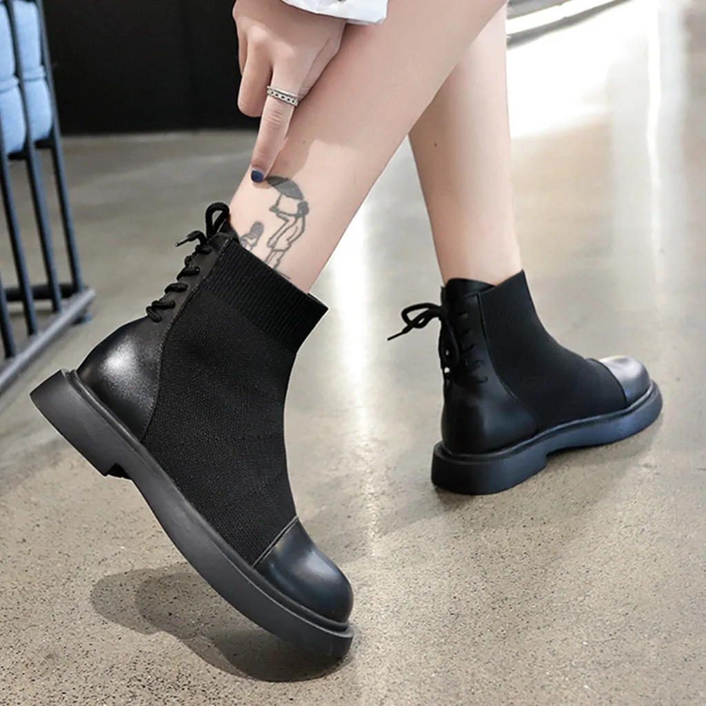 Women Socks Boots Autumn and Winter New Waterproof Boots Leather Woman Stretch Thin Boots Wild Botin Mujer Big Size#g25