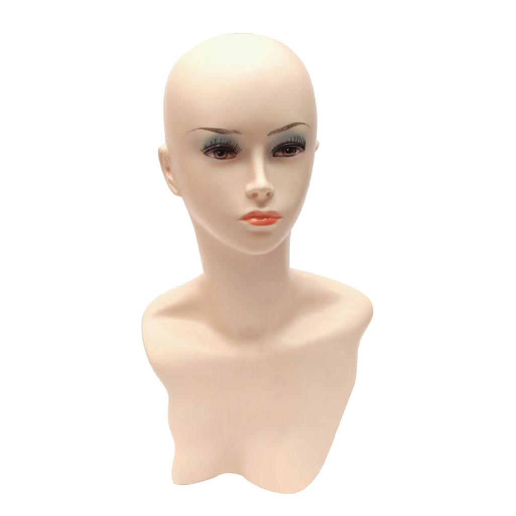Female Mannequin Head Model Torso Plastic Dress Form with Stand Wig Hat Display Stand Glasses Display Holder 