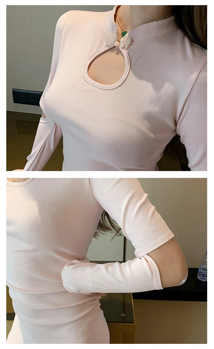 Осеннее и зимнее новое ретро улучшенное платье cheongsam-style тонкое плиссированное платье с длинными рукавами