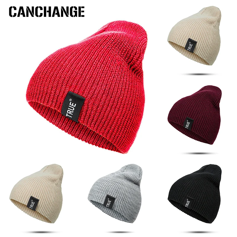 

Winter Knitted Warm Hat Casual Hat Letter Solid Color Cap Personality Color Skullies Beanies Unisex Outdoor Sports
