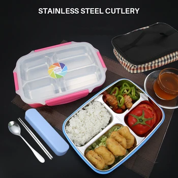 

304 Stainless Steel Lunch Box New Japanese Style Compartment Bento Box Kitchen Leakproof Tableware Microwave Food Container