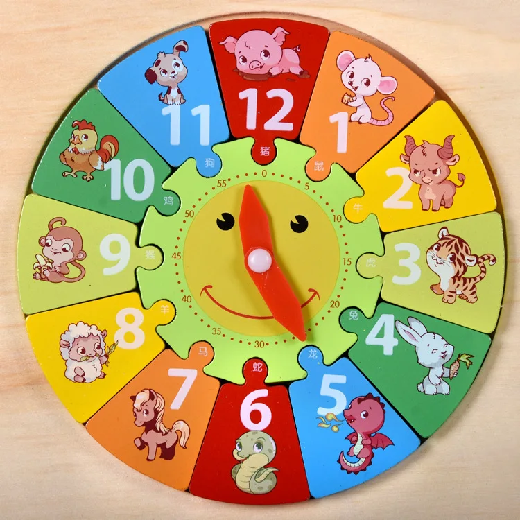

Children Chinese Zodiac with Numbers Clock Calendar 2-3-4-Year-Old Children Cognitive Learning Early Childhood Educational Jigsa