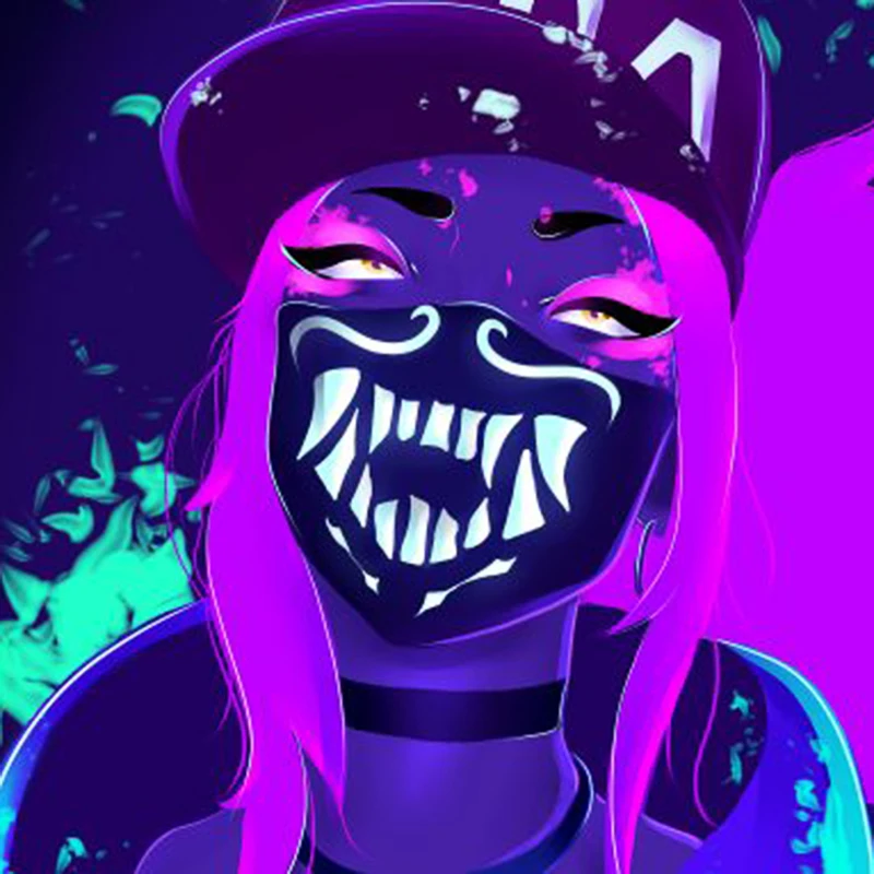 Игра K/DA KDA Akali Маска Косплей Assassin S8 лицо ночные светильники маски унисекс реквизит вентиляторы подарок дропшиппинг Зимняя Маска для рта