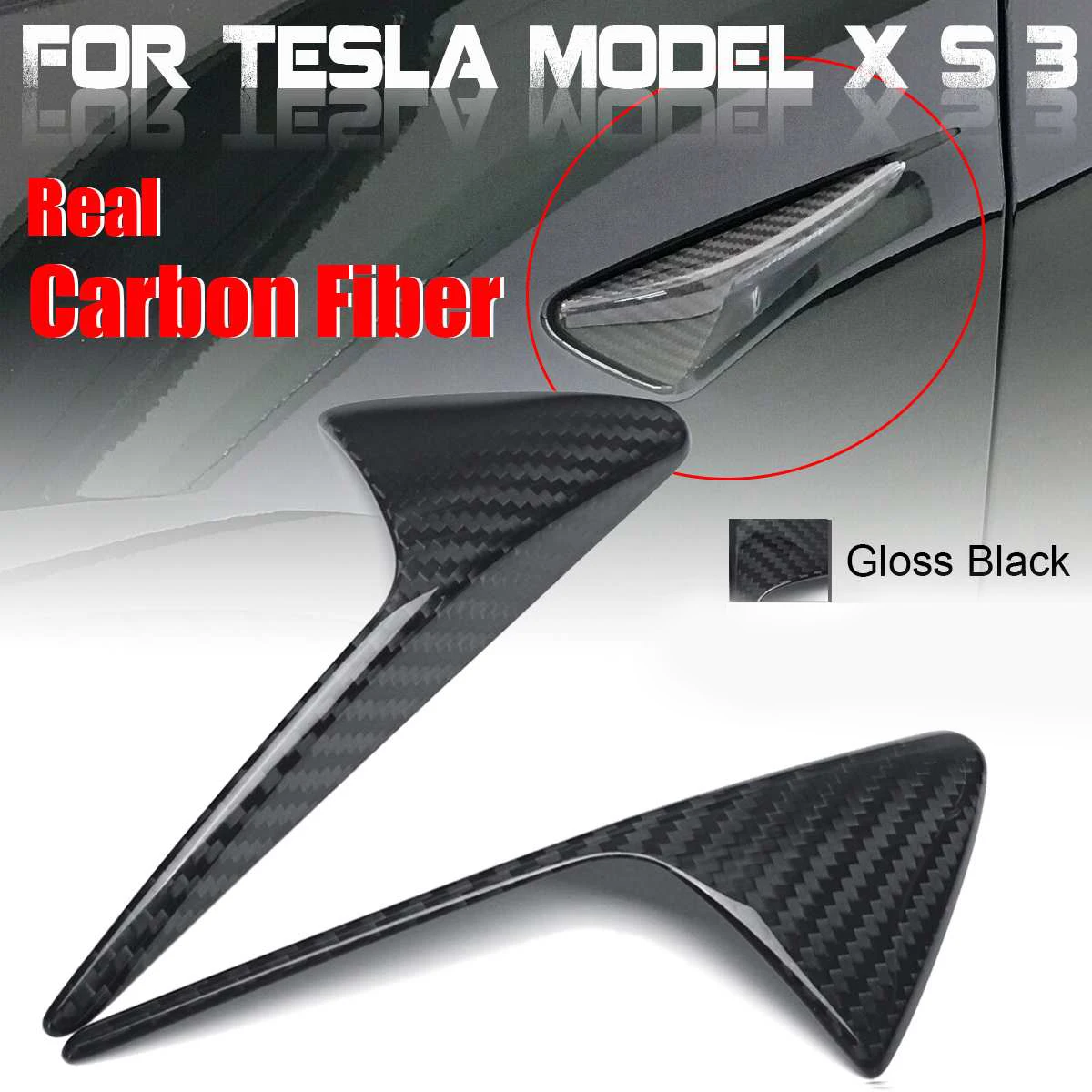 Для Tesla модель X модель S модель 3 2013- углеродное волокно боковая камера крыло маркер крышка боковая решетка