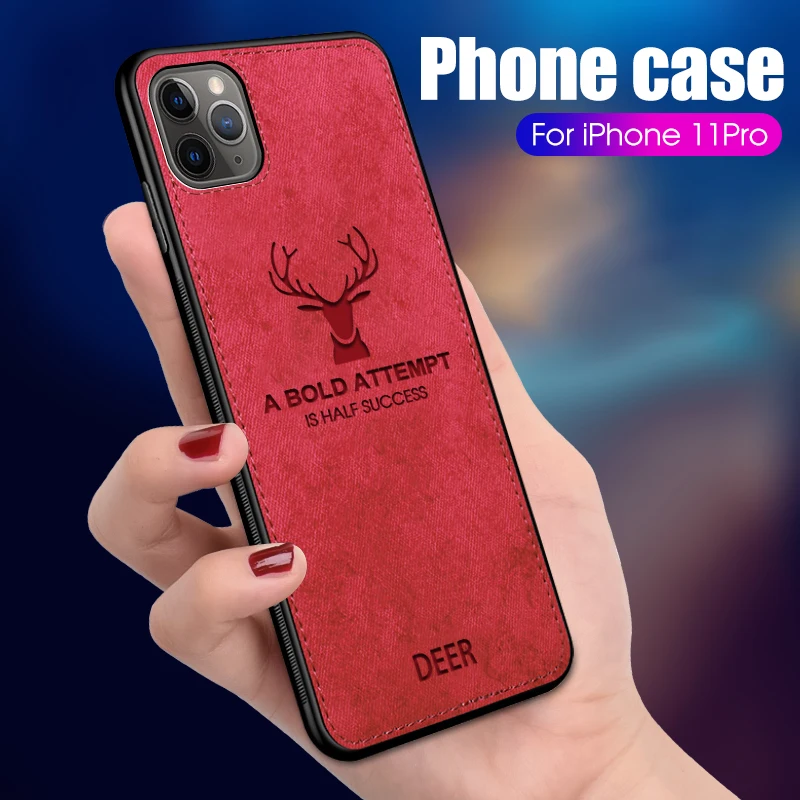 Для iphone 6 6s 7 8 Plus X XR XS MAX кожаный мягкий чехол из ТПУ для iphone 11 Pro MAX ударопрочный тканевый чехол для телефона с оленем