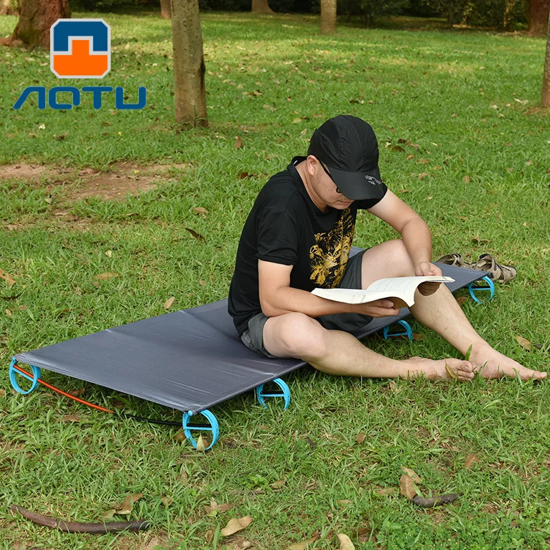 

Aotu summer outdoor aluminum alloy camp camping rest bed portable folding bed AT6746 cross border/military folding bed