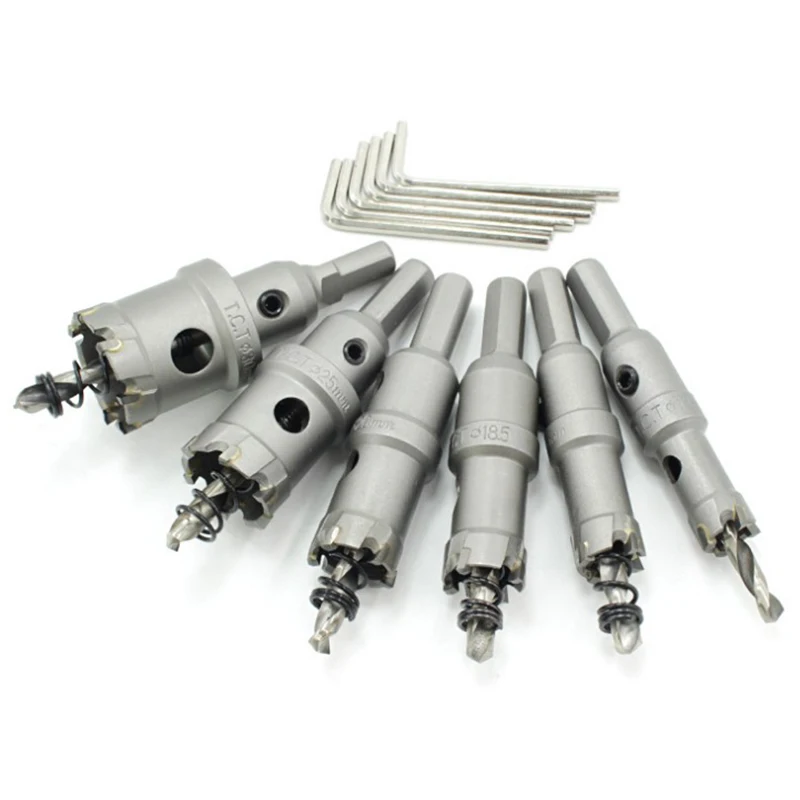 

6Pcs Core Drill Bit 14/16/18.5/20/25/30Mm Stainless Steel Hole Saw Tct Carbide Tip Drill Bit Metal Cutting Drilling Power Tools