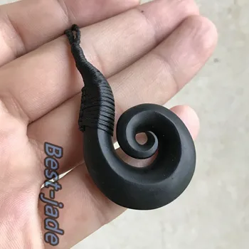 

Natural Black Green Nephrite Fish hook pendant Australian jade Dull polishing Greenstone Hawaii gift Maori style Jewelry gift