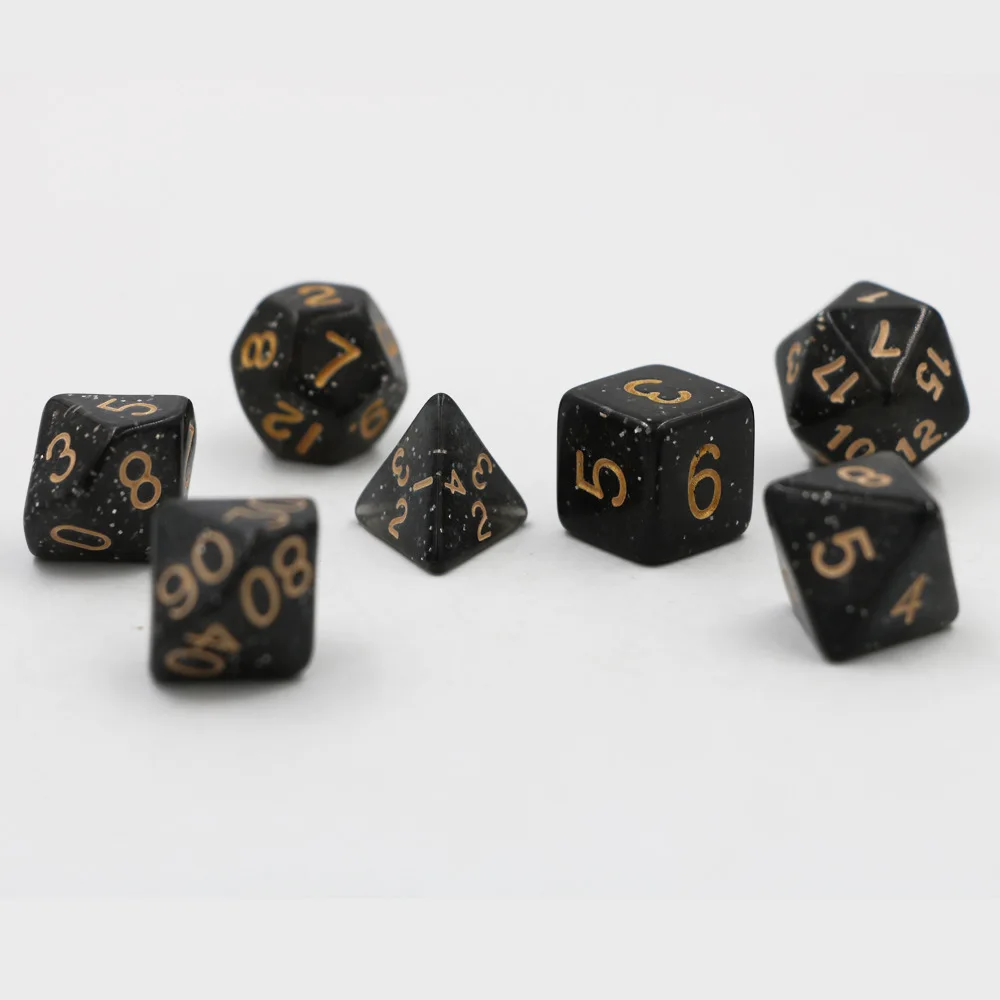 TRPG мульти-кости граненые/кости(7/группа) DND Ran Группа ролл флэш Черное и Золотое масло