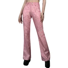 Gothic Leopard Print Graphic Flared Pants Y2k Streetwear Harajuku High Waist Slim Women Trousers Emo Casual Party Ladies Pants