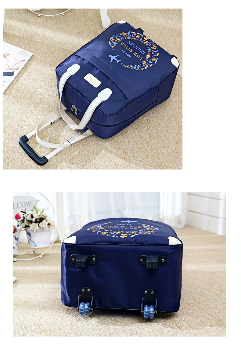 2PCS/SET Wheeled bag travel Women travel Handbag wheels trolley bags large capacity Boarding bag Travel Luggage Suitcase Bag