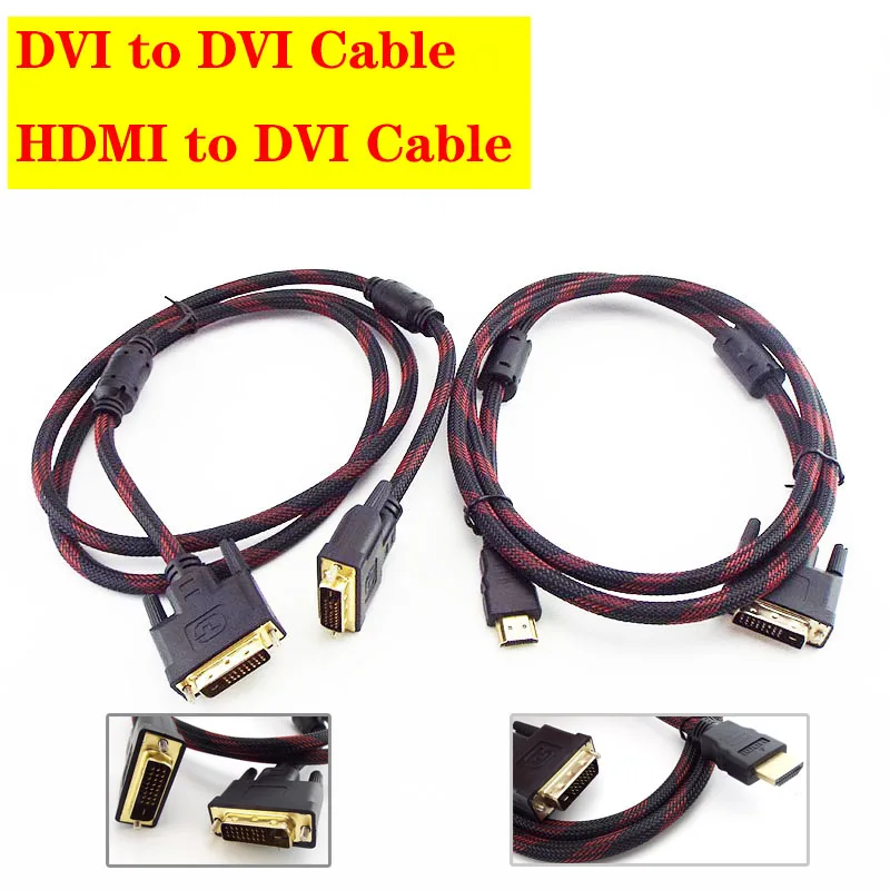 Cavo Hdmi Compatibile A Dvi Dvi-D E Dvi A Dvi 24 + 1 Pin Spina Cavo Oro Maschio-Maschio Per Proiettore 1080P Lcd Dvd Hdtv Xbox