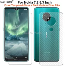 For Nokia 7.2 6.3" 1 Set = Soft Back Carbon Fiber Film+ Ultra Thin Premium Tempered Glass Front Screen Protector