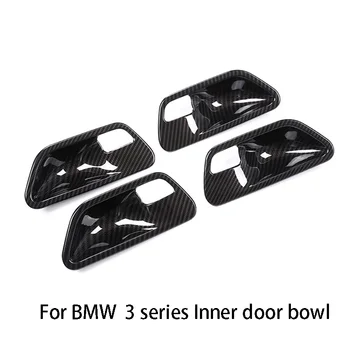 

For BMW 3 4 Series 3GT F30 F34 F36 13-18 4x Carbon Fiber Color Inner Door Handle Bowl Cover Trim