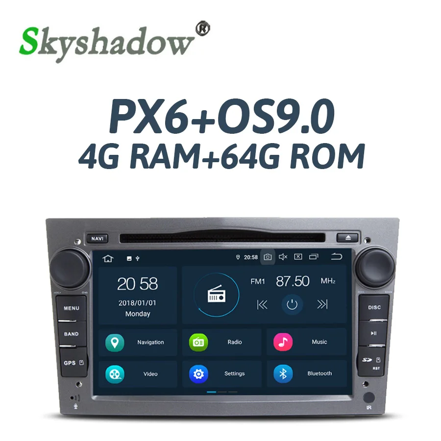gray-4G-64G-DSP DSP PX6 ips Android 9,0 4 Гб ОЗУ 64 ГБ Автомобильный dvd-плеер gps карта радио для Opel Zafira Vectra Antara Astra Combo Corsa Meriva Vivaro - Цвет: gray-4G-64G-DSP
