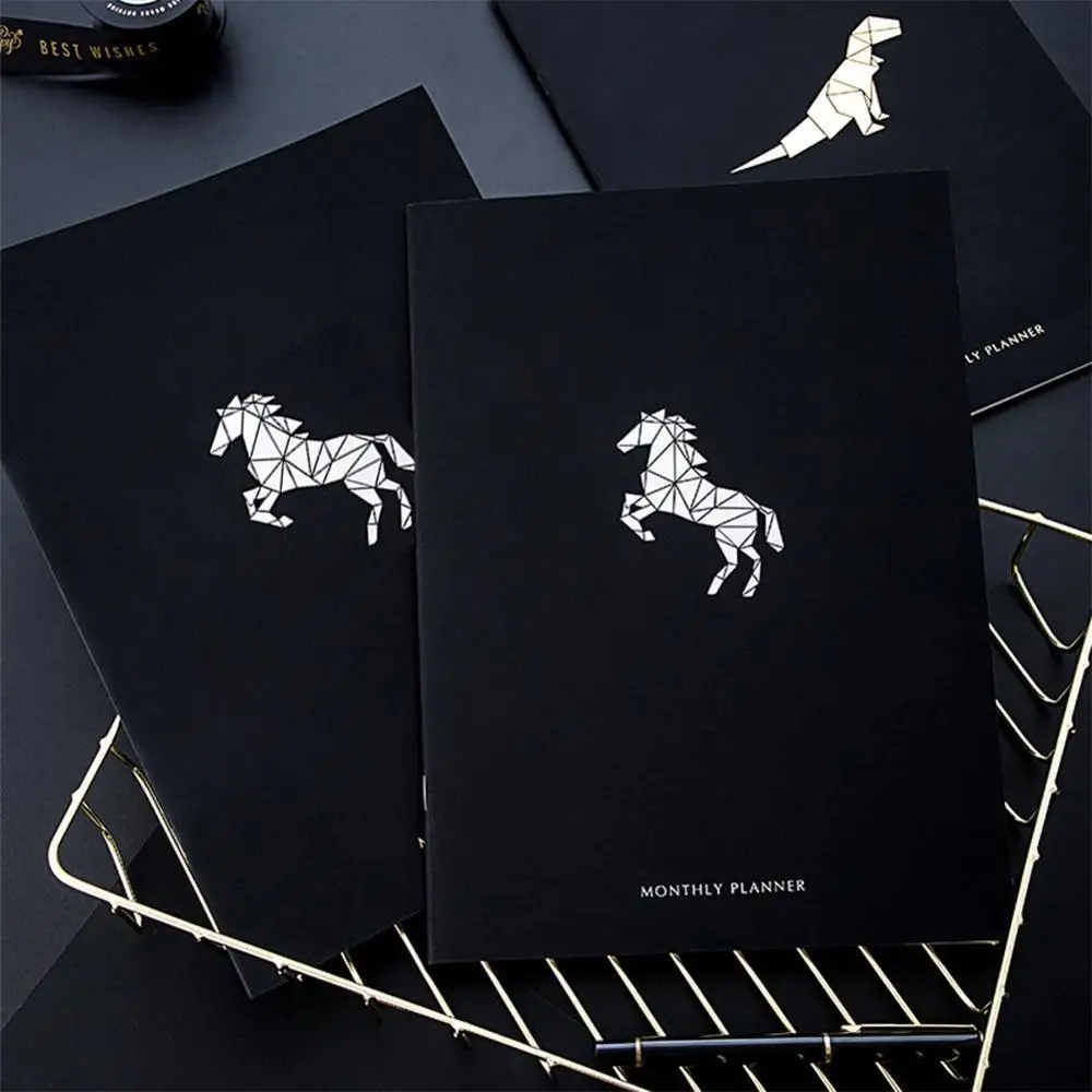 

1PC New 2020 Planner Organizer Agenda A4 Diary Weekly Monthly Notebook and Journal Kawaii Black Back to School Travel Handbook