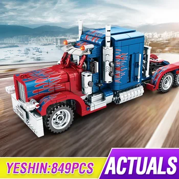 

849PCS Peterbilt 389 Heavy Container Truck Fit Lepining Technic Model Building Blocks Set Classic Car Bricks Children Toy Gift