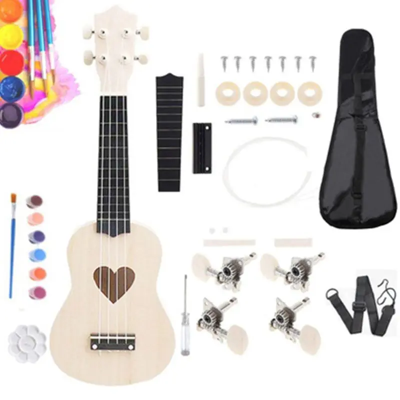 New 1 Set Men Women DIY Ukulele Make Your Own Ukulele Hawaii Ukulele Kit Musical Instrument 4 Styles