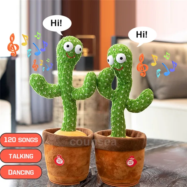 Dancing Cactus Toys Speak Electronic Plush USB Toys Cactus Repeat Singing Doll Twisting Dancer Talking Funny Christmas Gifts 2