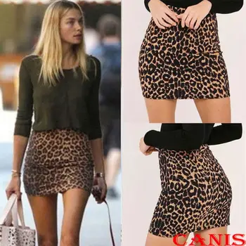 

Women Sexy Leopard Print High Waist Pencil Ladies Bodycon Short Mini Skirt NEW