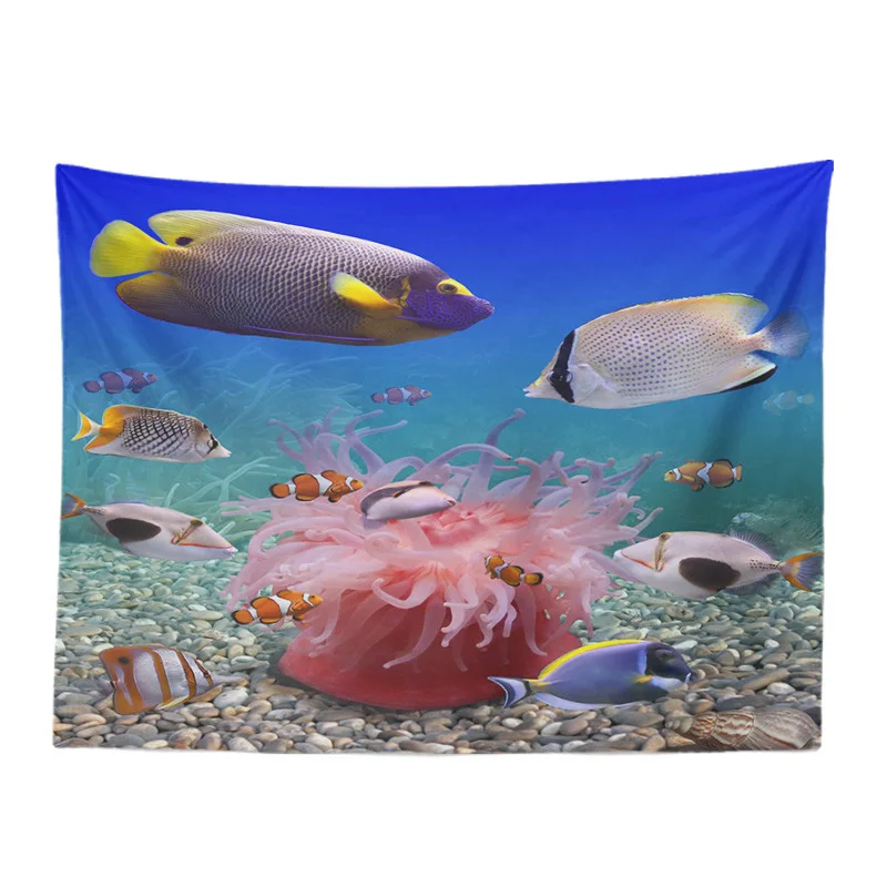 Красивый морской гобелен с животными морской конек клоун Anemone Лев рыба гостиная украшение настенный Кемпинг одеяло для отдыха
