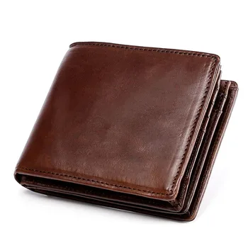 

Genuine Leather Wallet Men RFID Vintage Brand Money Bag Zip Coin Purse Wallets Bifold High Quality Card Holder