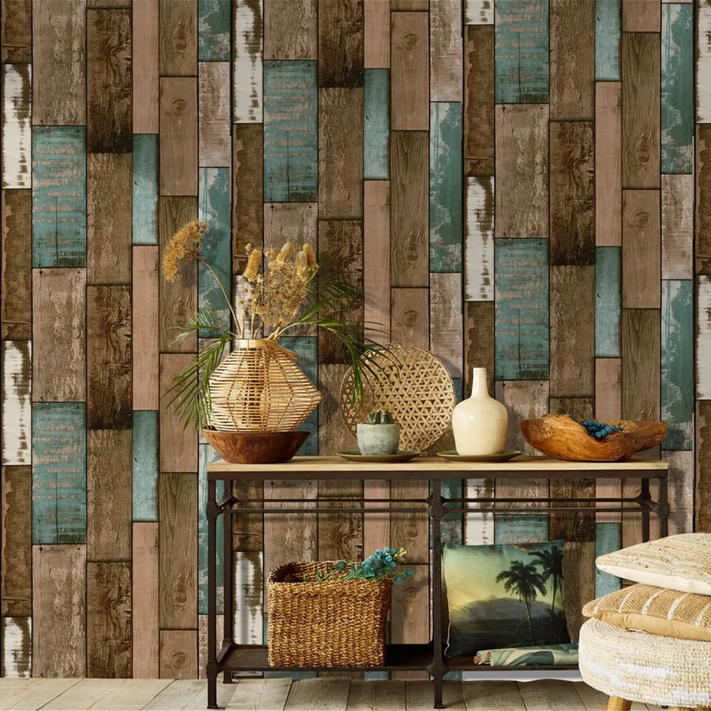 

Vintage Waterproof Wood Wallpaper Roll Diy Self Adhesive Peel and Stick Wallpaper Living Room Bedding Room Wall Decor