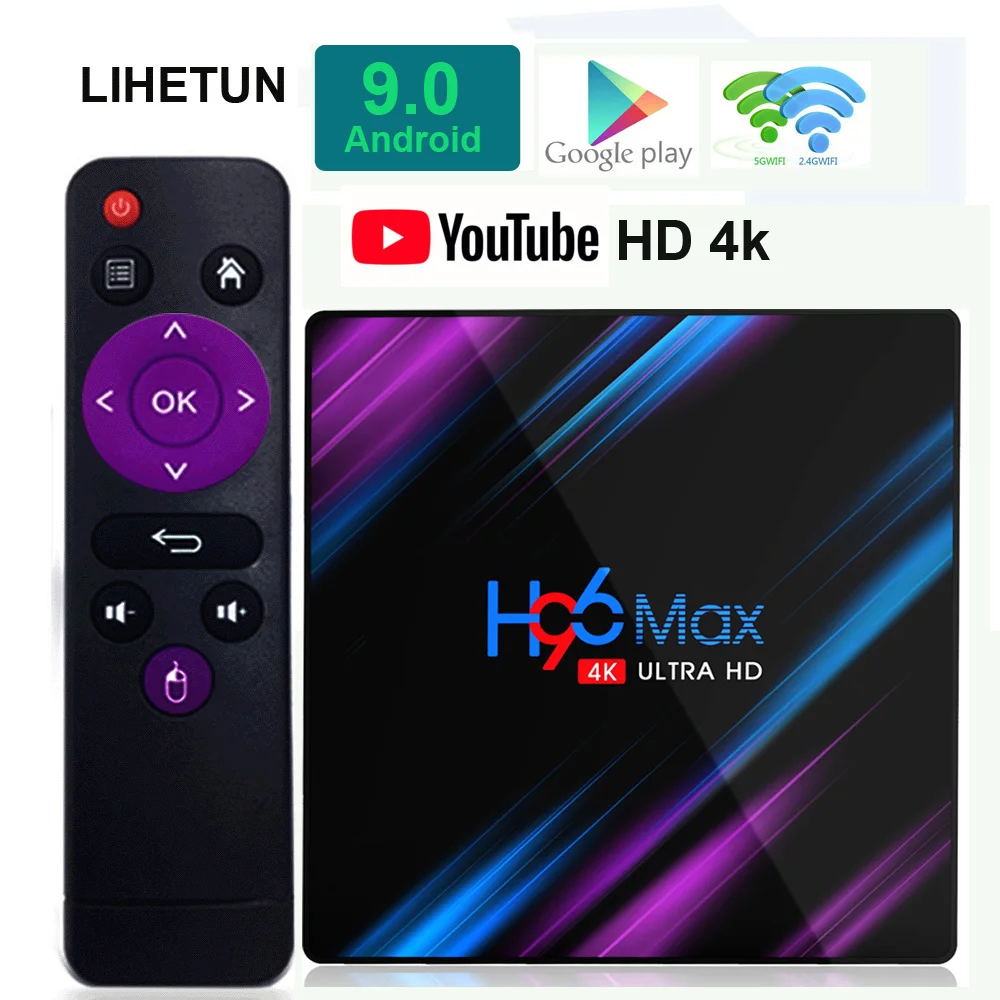 H96 MAX Smart Android 9,0 tv Box 4 Гб Ram 32 Гб 64 Гб Rockchip RK3318 4 K USB3.0 Google Play IP tv set top box медиаплеер