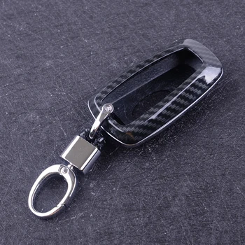 

DWCX Carbon Fiber Style Smart Key Fob Chain Cover Case Fit for Ford Fusion F150 F250 Mustang Explorer Edge Ranger Ecosport